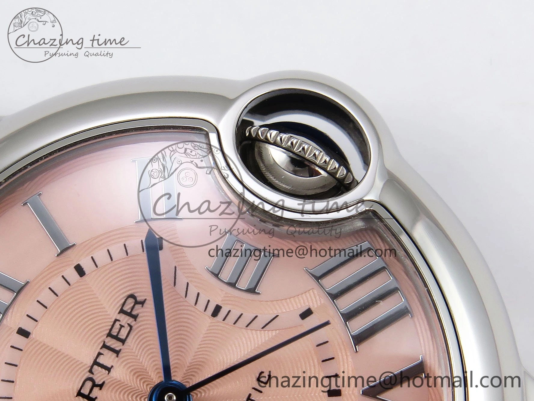 Ballon Bleu 33mm SS AF 1:1 Best Edition Pink Dial on Pink Leather Strap SEIKO NH05A