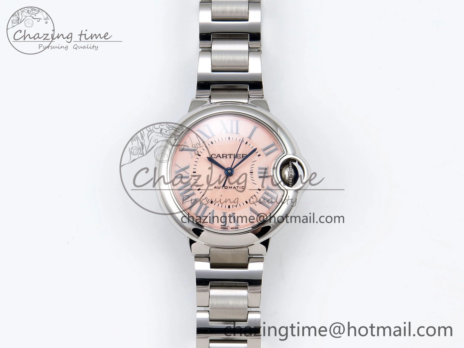 Ballon Bleu 33mm SS AF 1:1 Best Edition Pink Dial on SS Bracelet SEIKO NH05A