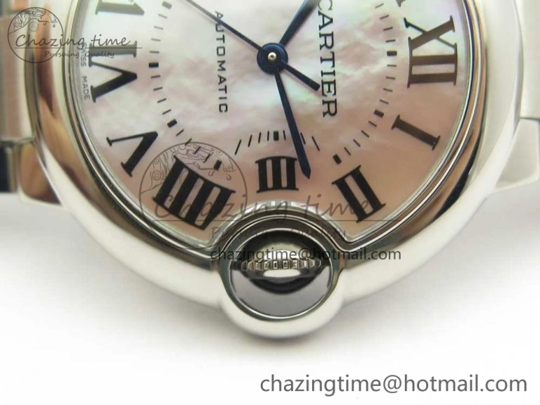 Ballon Bleu 33mm SS AF 1:1 Best Edition Pink MOP Dial on SS Bracelet Cal.076