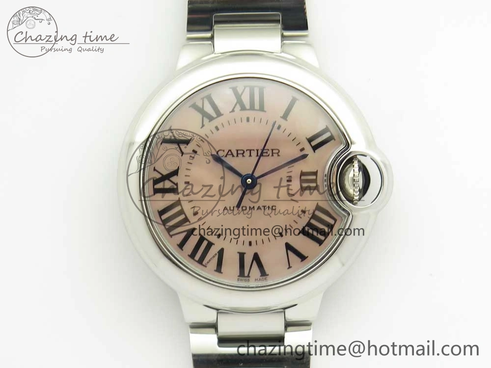 Ballon Bleu 33mm SS AF 1:1 Best Edition Pink MOP Dial on SS Bracelet Cal.076