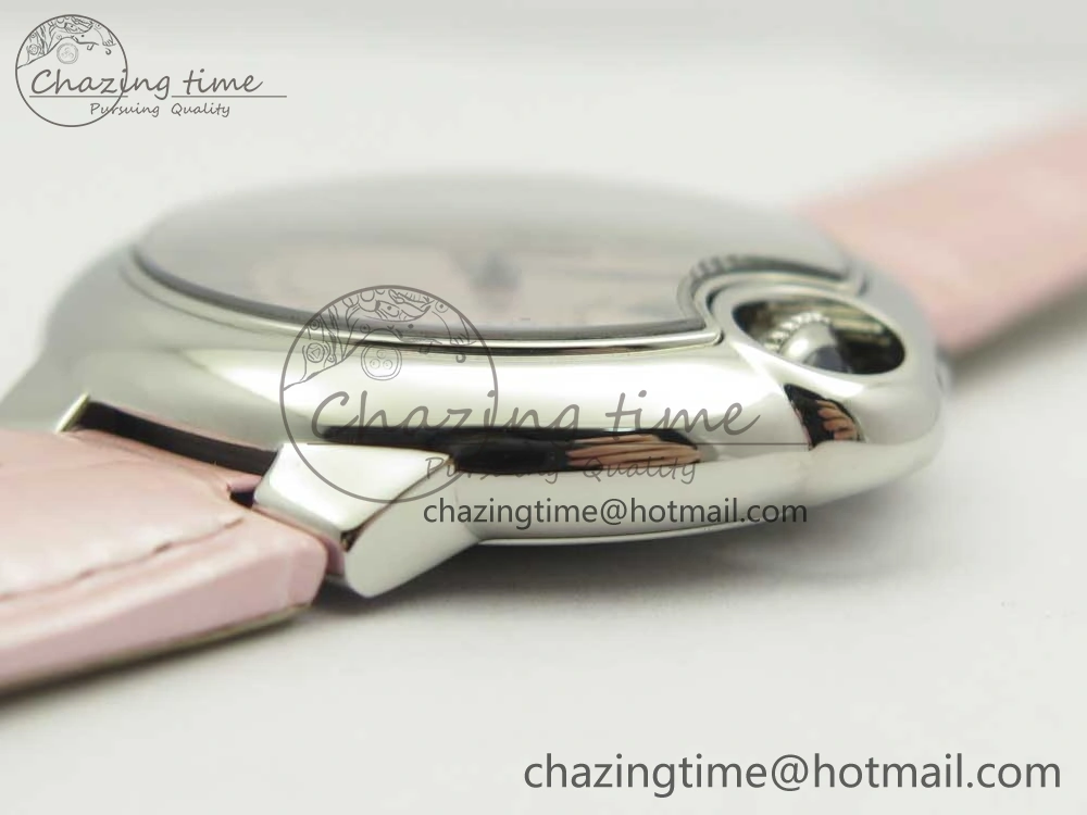 Ballon Bleu 33mm SS AF 1:1 Best Edition Pink Textured Dial On Pink Leather Strap Cal.076