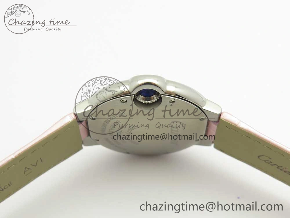 Ballon Bleu 33mm SS AF 1:1 Best Edition Pink Textured Dial On Pink Leather Strap Cal.076