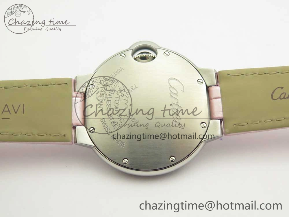 Ballon Bleu 33mm SS AF 1:1 Best Edition Pink Textured Dial On Pink Leather Strap Cal.076