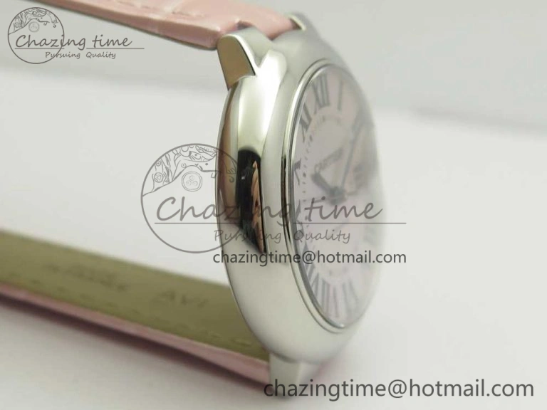 Ballon Bleu 33mm SS AF 1:1 Best Edition Pink Textured Dial On Pink Leather Strap Cal.076
