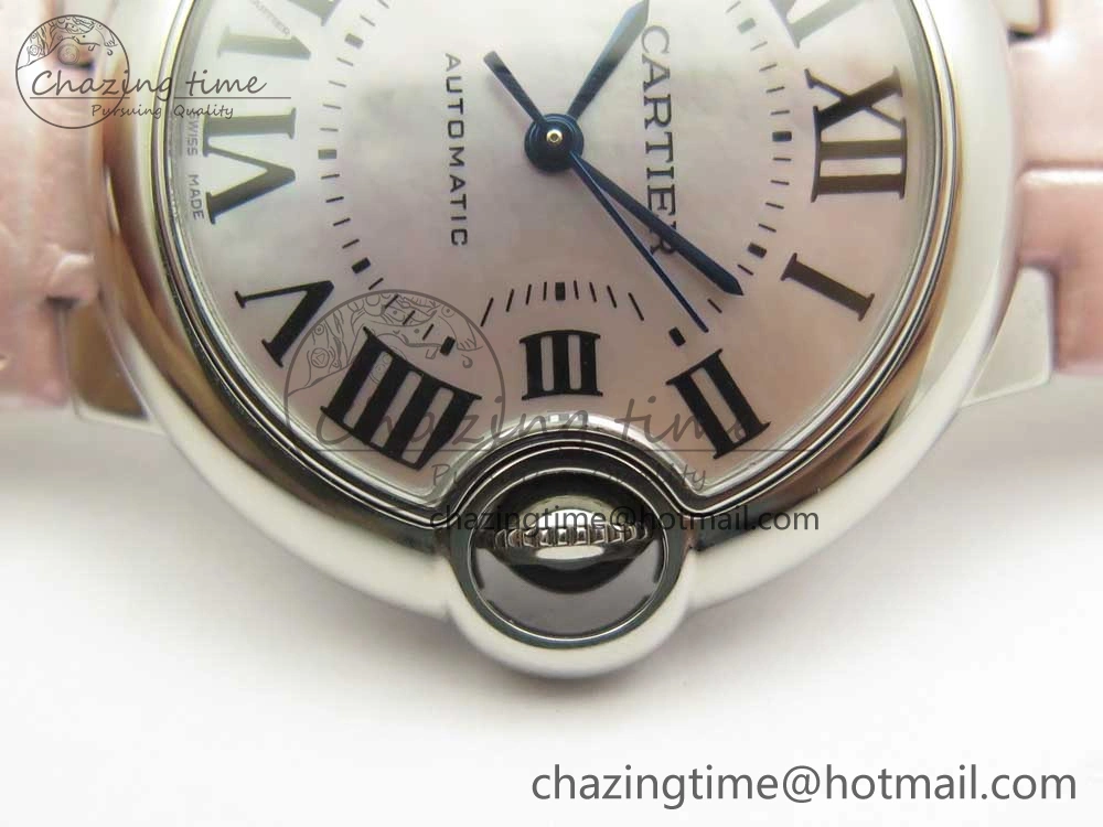 Ballon Bleu 33mm SS AF 1:1 Best Edition Pink Textured Dial On Pink Leather Strap Cal.076