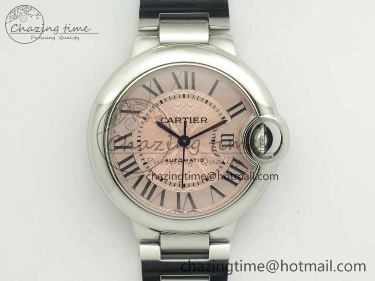 Ballon Bleu 33mm SS AF 1:1 Best Edition Pink Textured Dial On SS Bracelet Cal.076