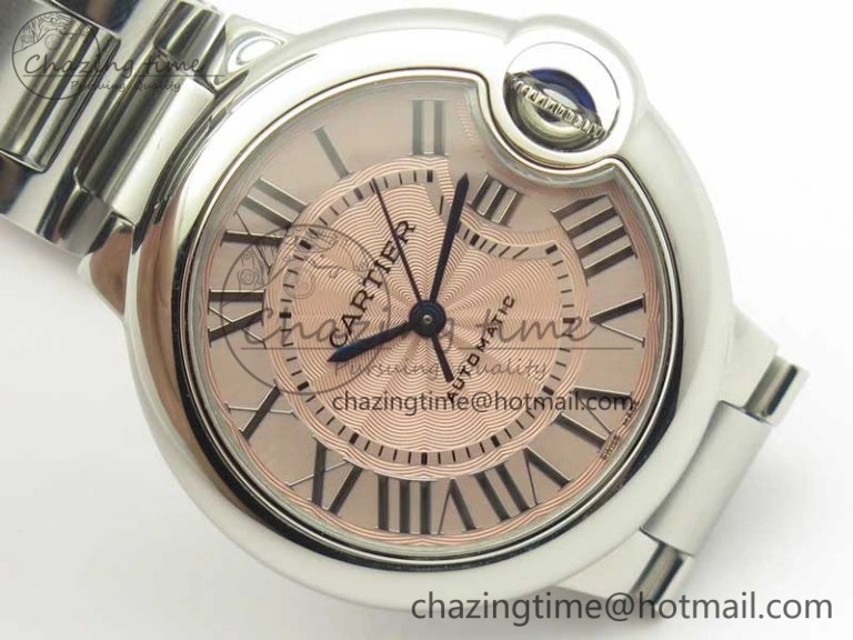 Ballon Bleu 33mm SS AF 1:1 Best Edition Pink Textured Dial On SS Bracelet Cal.076