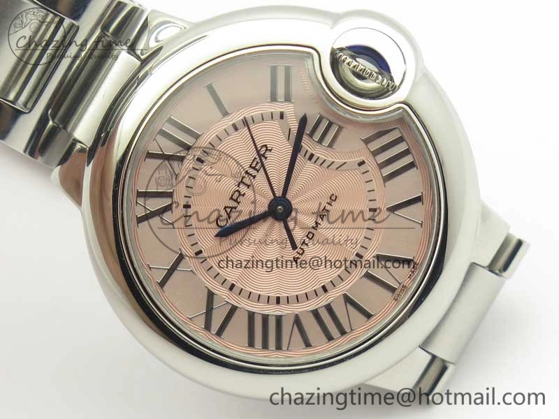 Ballon Bleu 33mm SS AF 1:1 Best Edition Pink Textured Dial On SS Bracelet Cal.076