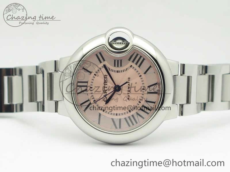 Ballon Bleu 33mm SS AF 1:1 Best Edition Pink Textured Dial On SS Bracelet Cal.076