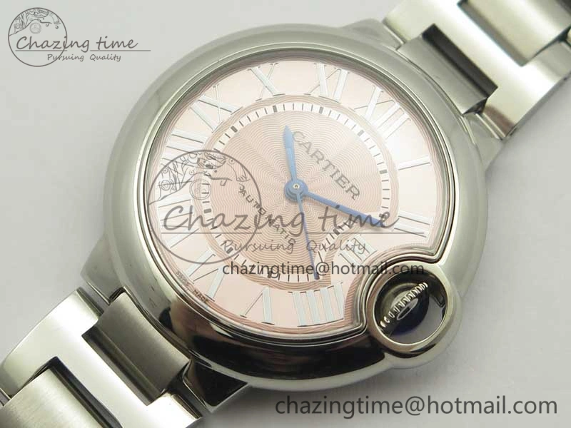 Ballon Bleu 33mm SS AF 1:1 Best Edition Pink Textured Dial On SS Bracelet Cal.076