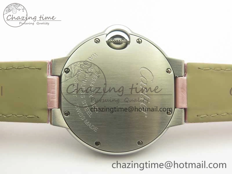Ballon Bleu 33mm SS AF 1:1 Best Edition Pink Textured Dial on Pink Crocodile Strap Jap Quartz
