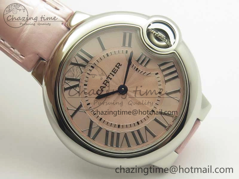 Ballon Bleu 33mm SS AF 1:1 Best Edition Pink Textured Dial on Pink Crocodile Strap Jap Quartz