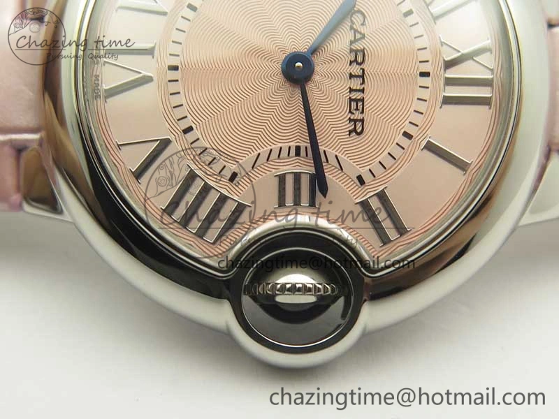 Ballon Bleu 33mm SS AF 1:1 Best Edition Pink Textured Dial on Pink Crocodile Strap Jap Quartz