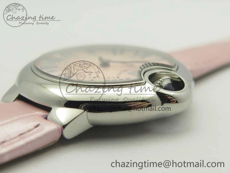 Ballon Bleu 33mm SS AF 1:1 Best Edition Pink Textured Dial on Pink Crocodile Strap Jap Quartz