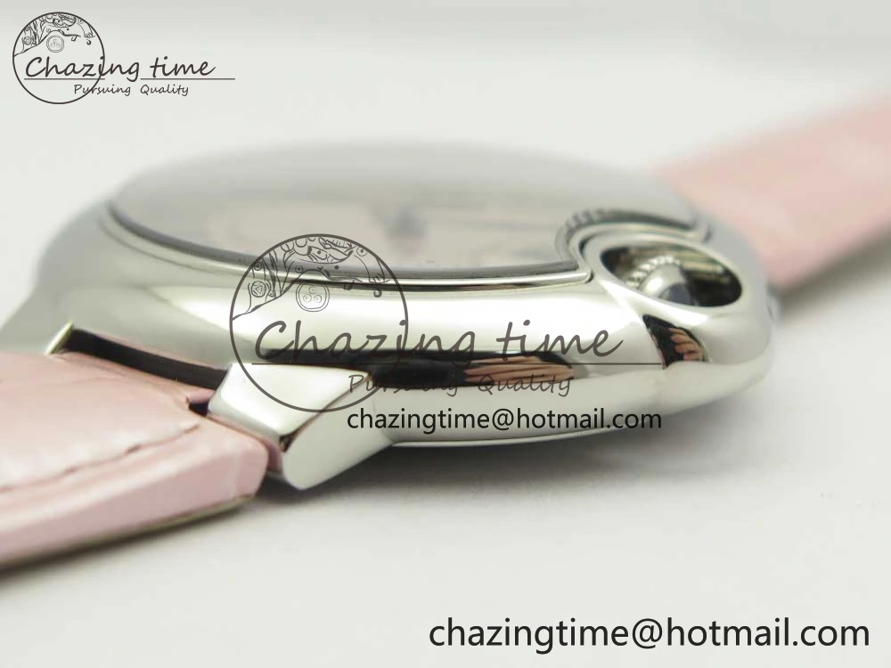 Ballon Bleu 33mm SS AF 1:1 Best Edition Pink Textured Dial on Pink Leather Strap Cal.076