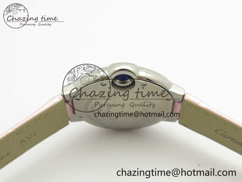 Ballon Bleu 33mm SS AF 1:1 Best Edition Pink Textured Dial on Pink Leather Strap Cal.076