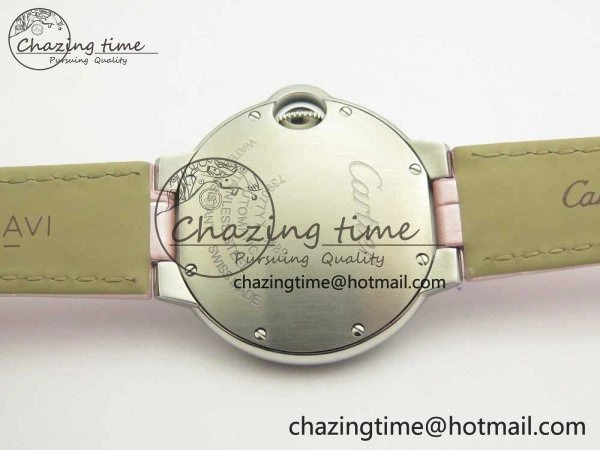 Ballon Bleu 33mm SS AF 1:1 Best Edition Pink Textured Dial on Pink Leather Strap Cal.076