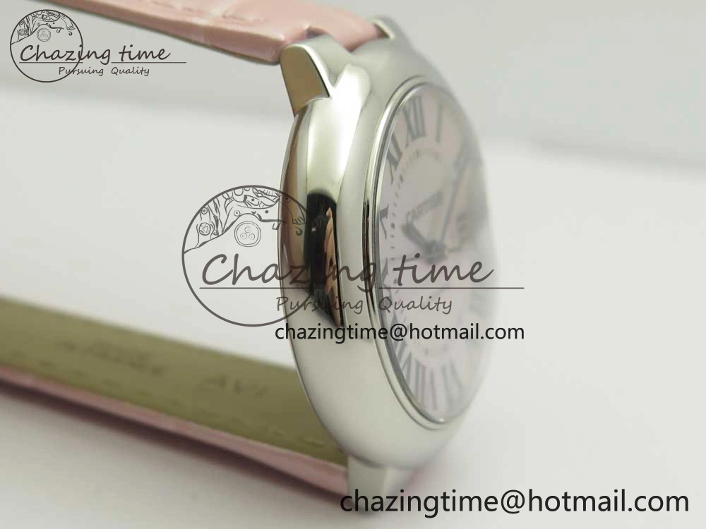 Ballon Bleu 33mm SS AF 1:1 Best Edition Pink Textured Dial on Pink Leather Strap Cal.076
