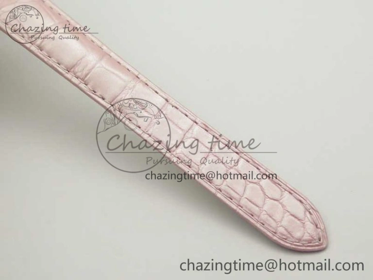 Ballon Bleu 33mm SS AF 1:1 Best Edition Pink Textured Dial on Pink Leather Strap SEIKO NH05A
