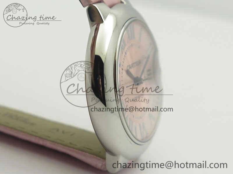 Ballon Bleu 33mm SS AF 1:1 Best Edition Pink Textured Dial on Pink Leather Strap SEIKO NH05A