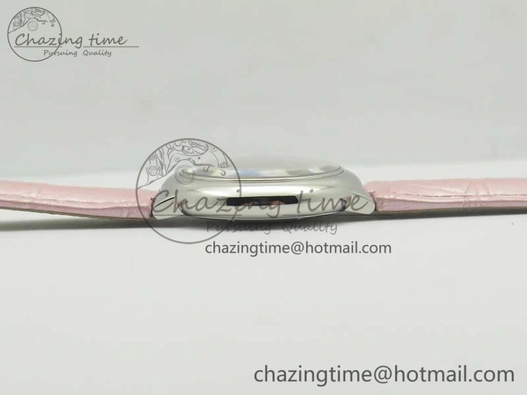 Ballon Bleu 33mm SS AF 1:1 Best Edition Pink Textured Dial on Pink Leather Strap SEIKO NH05A
