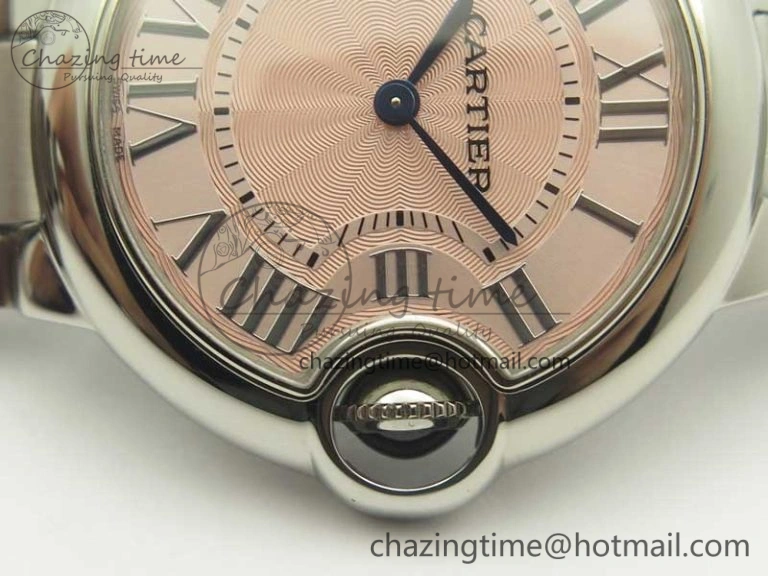 Ballon Bleu 33mm SS AF 1:1 Best Edition Pink Textured Dial on SS Bracelet Jap Quartz