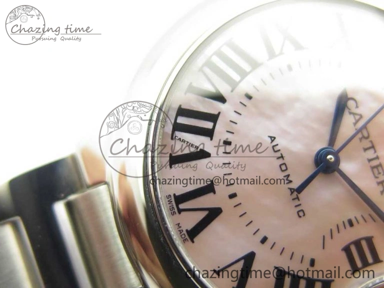 Ballon Bleu 33mm SS AF 1:1 Best Edition Pink Textured Dial on SS Bracelet NH05A