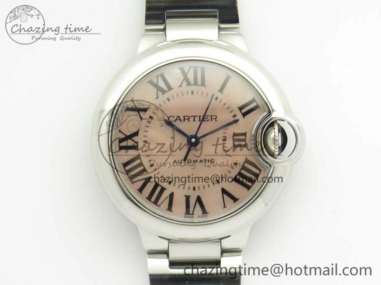 Ballon Bleu 33mm SS AF 1:1 Best Edition Pink Textured Dial on SS Bracelet NH05A
