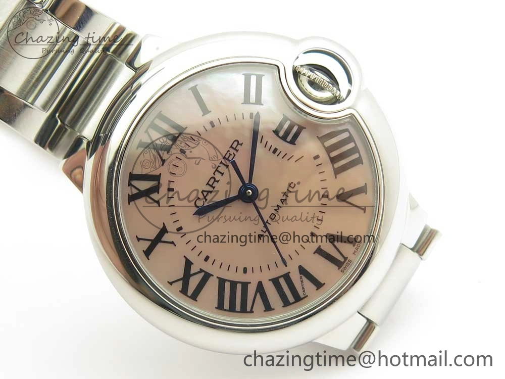 Ballon Bleu 33mm SS AF 1:1 Best Edition Pink Textured Dial on SS Bracelet NH05A