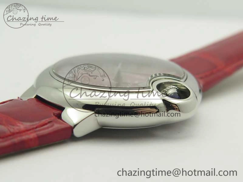 Ballon Bleu 33mm SS AF 1:1 Best Edition Red Dial on Red Croc Leather Strap Cal.076