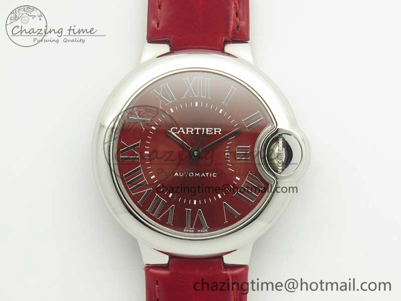 Ballon Bleu 33mm SS AF 1:1 Best Edition Red Dial on Red Croc Leather Strap Cal.076