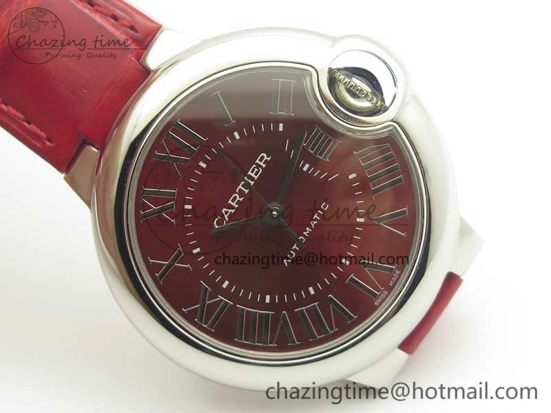 Ballon Bleu 33mm SS AF 1:1 Best Edition Red Dial on Red Croc Leather Strap Cal.076