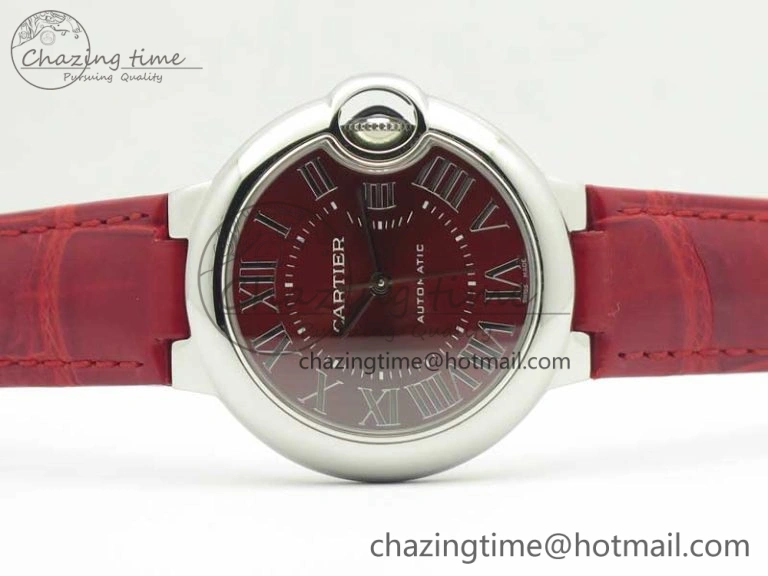 Ballon Bleu 33mm SS AF 1:1 Best Edition Red Dial on Red Croc Leather Strap Cal.076