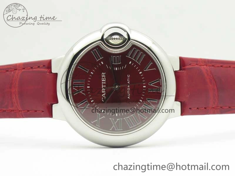 Ballon Bleu 33mm SS AF 1:1 Best Edition Red Dial on Red Croc Leather Strap Cal.076