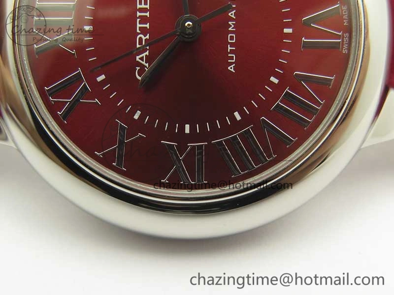 Ballon Bleu 33mm SS AF 1:1 Best Edition Red Dial on Red Croc Leather Strap Cal.076