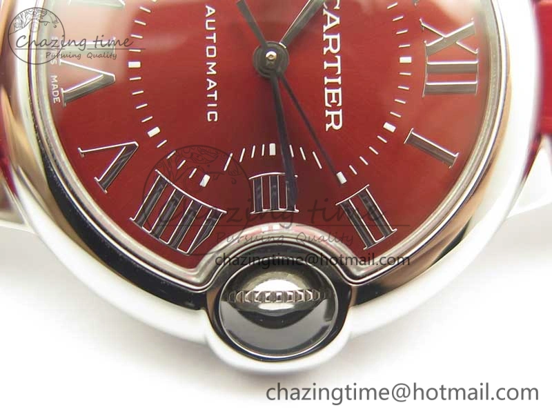Ballon Bleu 33mm SS AF 1:1 Best Edition Red Dial on Red Croc Leather Strap Cal.076