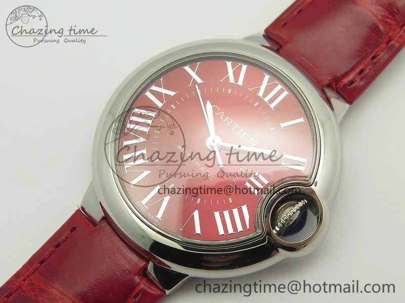 Ballon Bleu 33mm SS AF 1:1 Best Edition Red Dial on Red Croc Leather Strap Cal.076