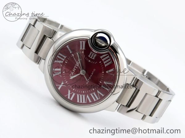 Ballon Bleu 33mm SS AF 1:1 Best Edition Red Dial on SS Bracelet SEIKO NH05A (Quick Release)