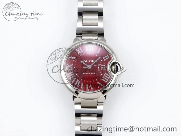 Ballon Bleu 33mm SS AF 1:1 Best Edition Red Dial on SS Bracelet SEIKO NH05A (Quick Release)