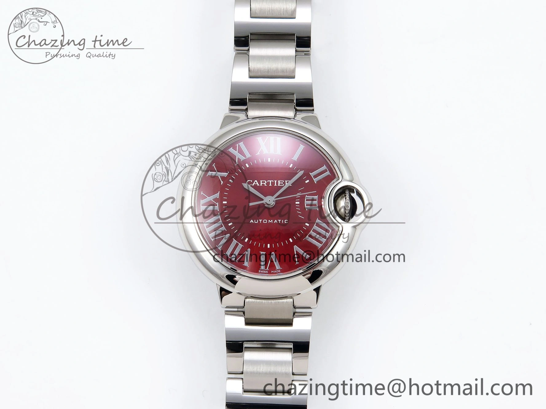 Ballon Bleu 33mm SS AF 1:1 Best Edition Red Dial on SS Bracelet SEIKO NH05A (Quick Release)