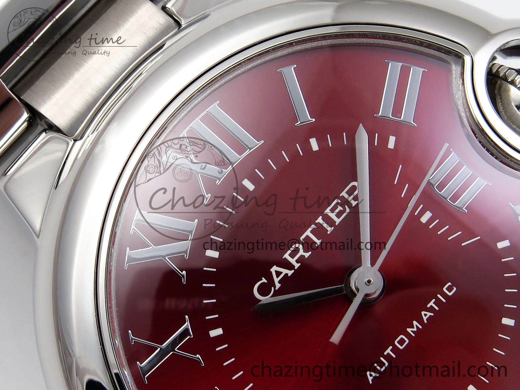Ballon Bleu 33mm SS AF 1:1 Best Edition Red Dial on SS Bracelet SEIKO NH05A (Quick Release)
