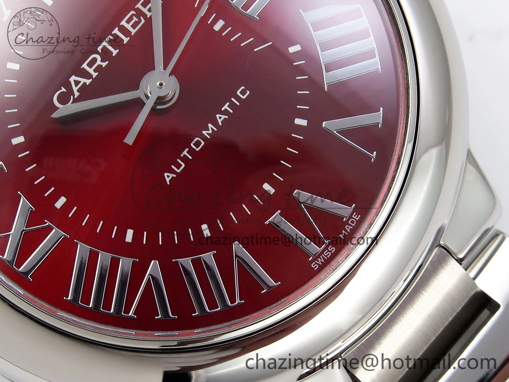 Ballon Bleu 33mm SS AF 1:1 Best Edition Red Dial on SS Bracelet SEIKO NH05A (Quick Release)