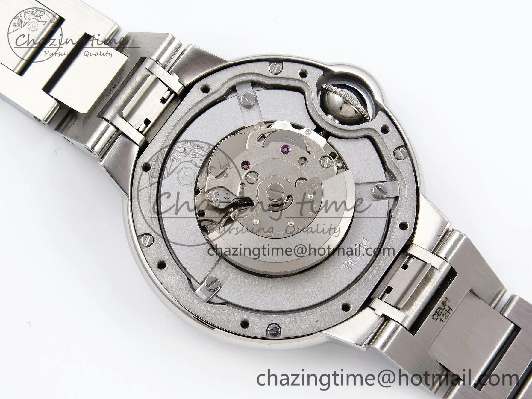 Ballon Bleu 33mm SS AF 1:1 Best Edition Silver Dial Diamonds Bezel on SS Bracelet SEIKO NH05A (Quick Release)