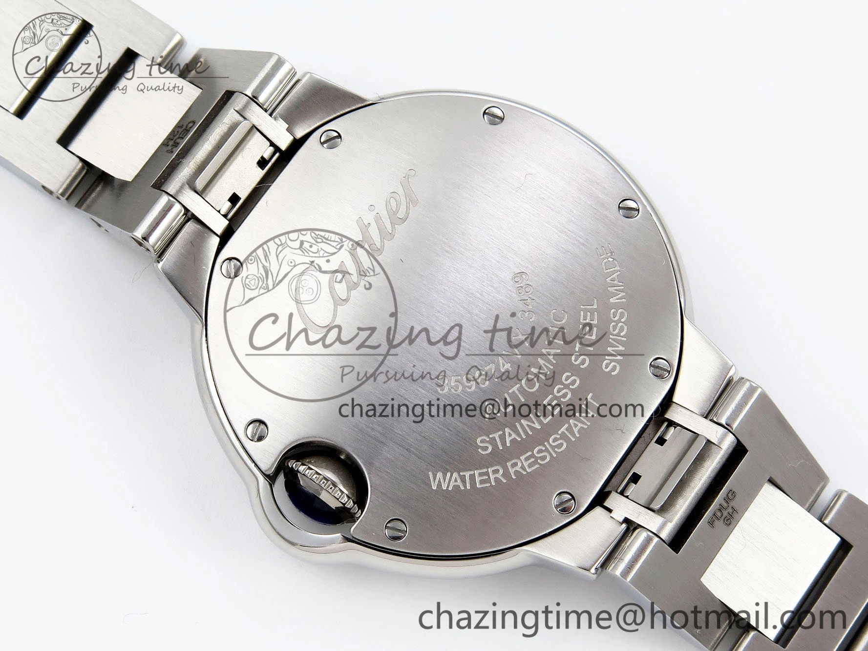 Ballon Bleu 33mm SS AF 1:1 Best Edition Silver Dial Diamonds Bezel on SS Bracelet SEIKO NH05A (Quick Release)