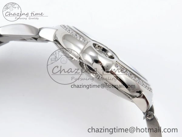 Ballon Bleu 33mm SS AF 1:1 Best Edition Silver Dial Diamonds Bezel on SS Bracelet SEIKO NH05A (Quick Release)