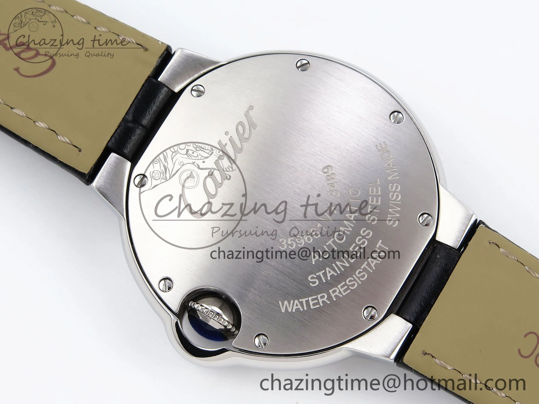 Ballon Bleu 33mm SS AF 1:1 Best Edition Silver Dial on Black Leather Strap SEIKO NH05A