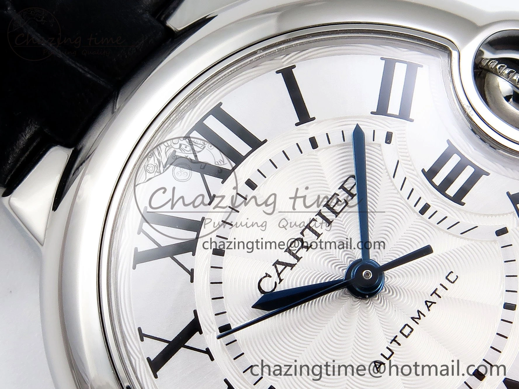 Ballon Bleu 33mm SS AF 1:1 Best Edition Silver Dial on Black Leather Strap SEIKO NH05A