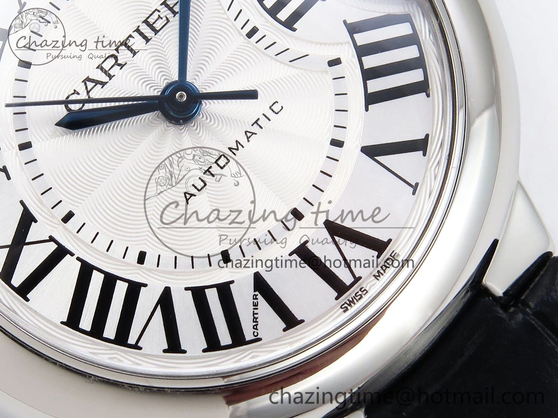 Ballon Bleu 33mm SS AF 1:1 Best Edition Silver Dial on Black Leather Strap SEIKO NH05A