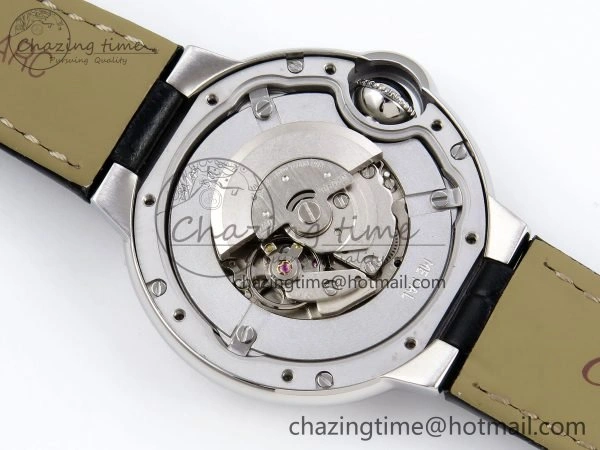 Ballon Bleu 33mm SS AF 1:1 Best Edition Silver Diamonds Dial on Black Leather Strap SEIKO NH05A