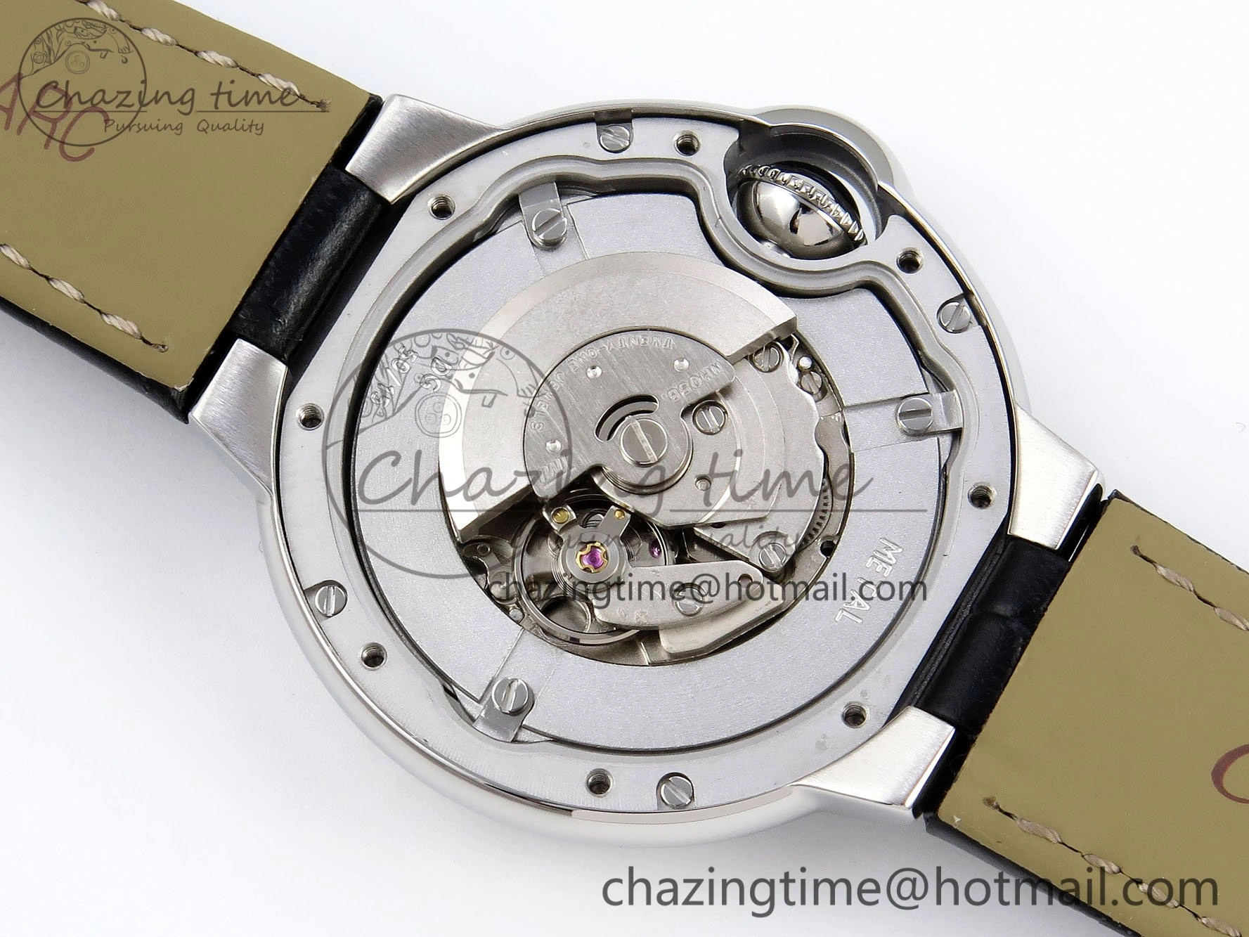 Ballon Bleu 33mm SS AF 1:1 Best Edition Silver Diamonds Dial on Black Leather Strap SEIKO NH05A